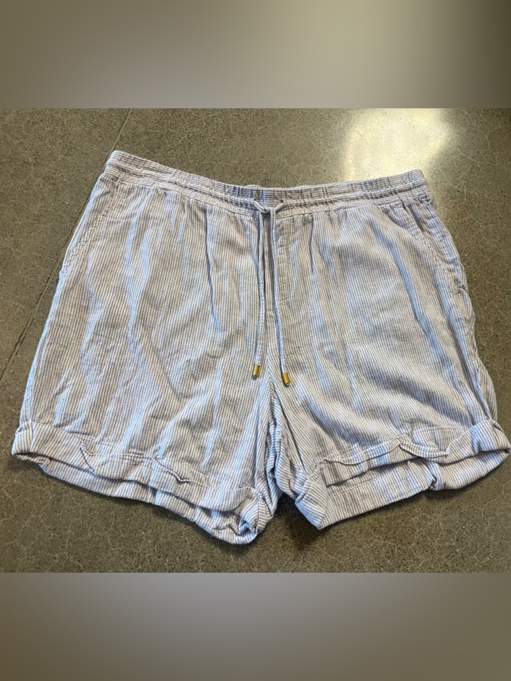 Ellen Tracy Blue Striped Linen Shorts